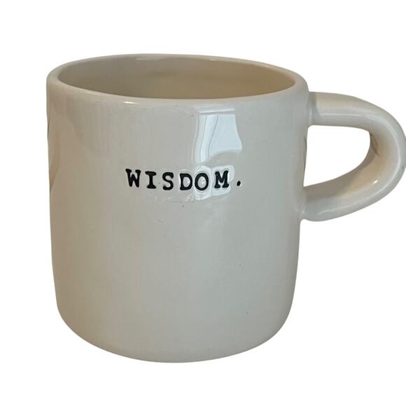 Rae Dunn Coffee Mug Wisdom Small C Handle Typeset Ivory 12 ounces - Picture 1 of 8